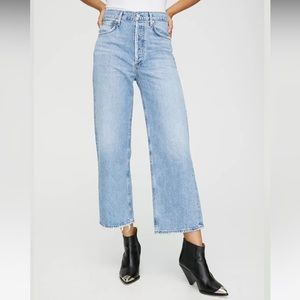 AGOLDE Ren High-Rise Cropped Wide-Leg Jeans
